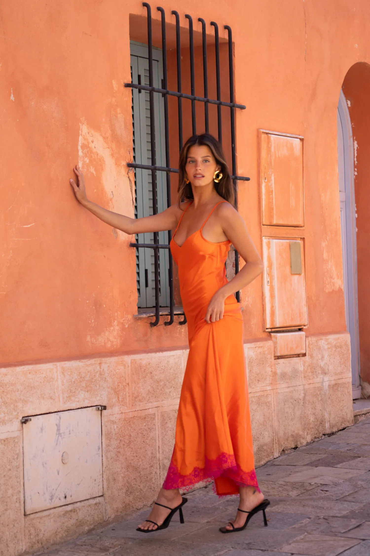 Fashion Gigi Orange Satin Maxi Dress Vacation Dresses|Vacation Dresses