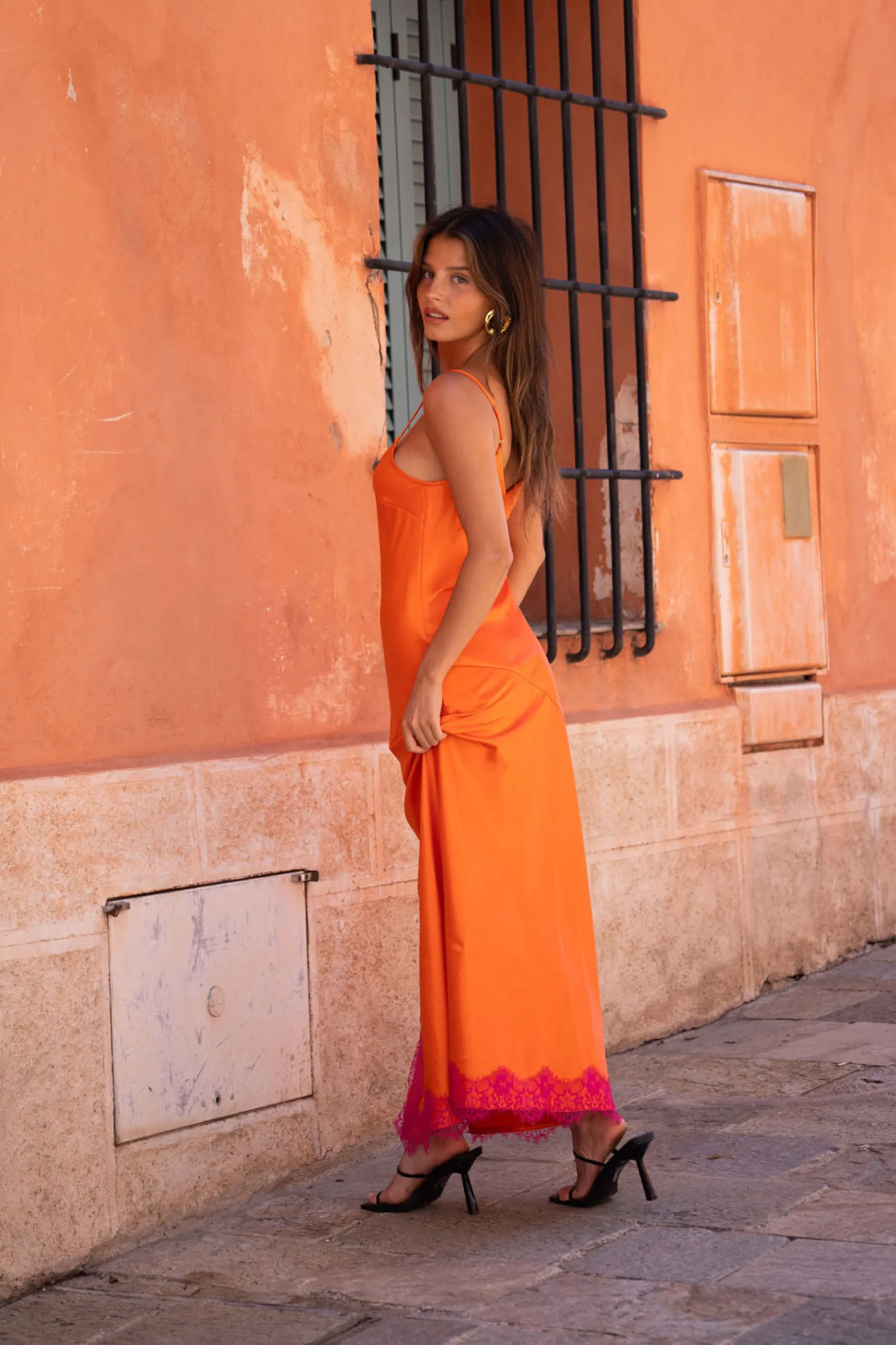 Fashion Gigi Orange Satin Maxi Dress Vacation Dresses|Vacation Dresses