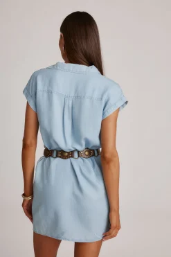 New Gracie Short Sleeve Chambray Dress Denim + Diamonds Bachelorette|Festival Dresses