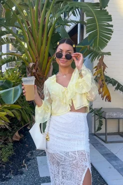 Discount Guilliana Yellow Ruffle Blouse Long Sleeves|Vacation Tops