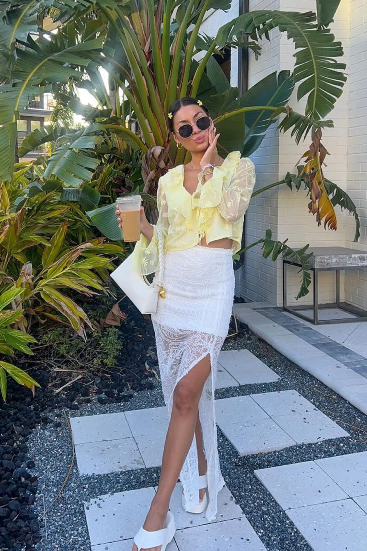 Discount Guilliana Yellow Ruffle Blouse Long Sleeves|Vacation Tops