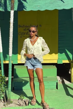 Discount Guilliana Yellow Ruffle Blouse Long Sleeves|Vacation Tops
