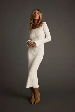 Hot Gwyneth White Sweater Midi Dress Engagement Party|Date Night Dresses