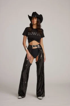 Clearance Hartley Black Sequin Chaps Going Out Bottoms|Pants