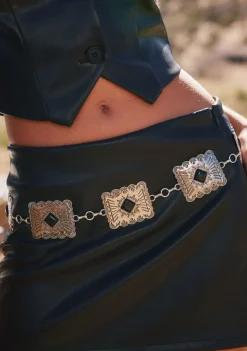 Fashion Hattie Rectangle Silver Statement Belt Belts|Western Bachelorette