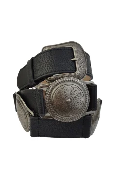 Clearance Hawk Black Belt with Circle Hardware Belts|Festival Shoes + Accessories