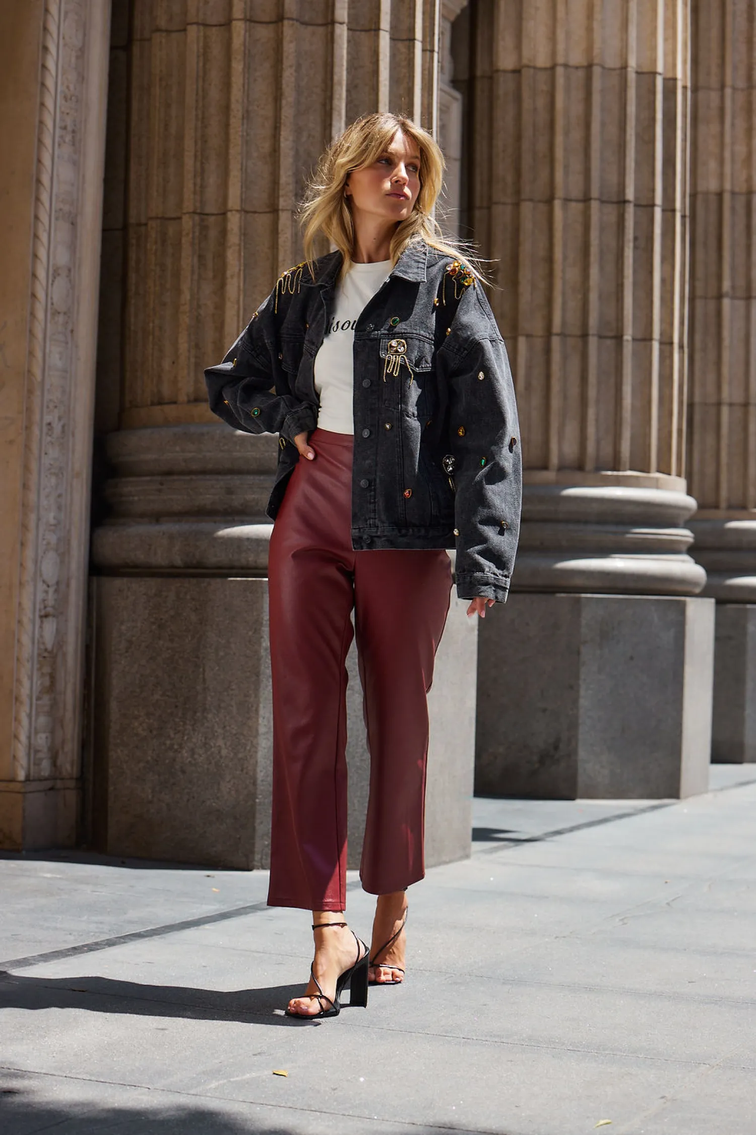 New Hayden Burgundy Faux Leather Pants Pants