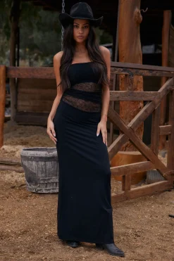 Best Hazel Black Lace Strapless Maxi Dress Maxi Dresses