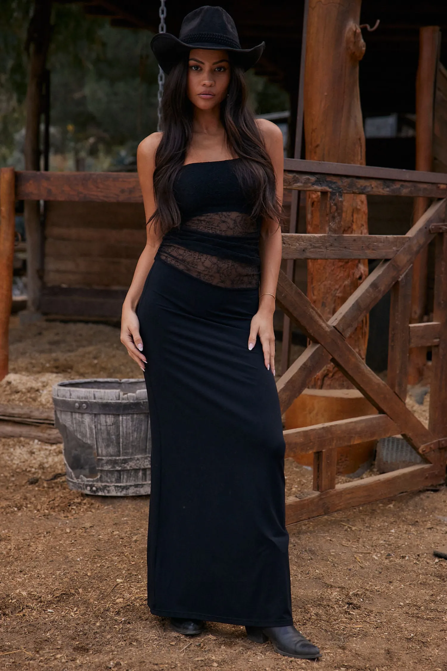 Best Hazel Black Lace Strapless Maxi Dress Maxi Dresses