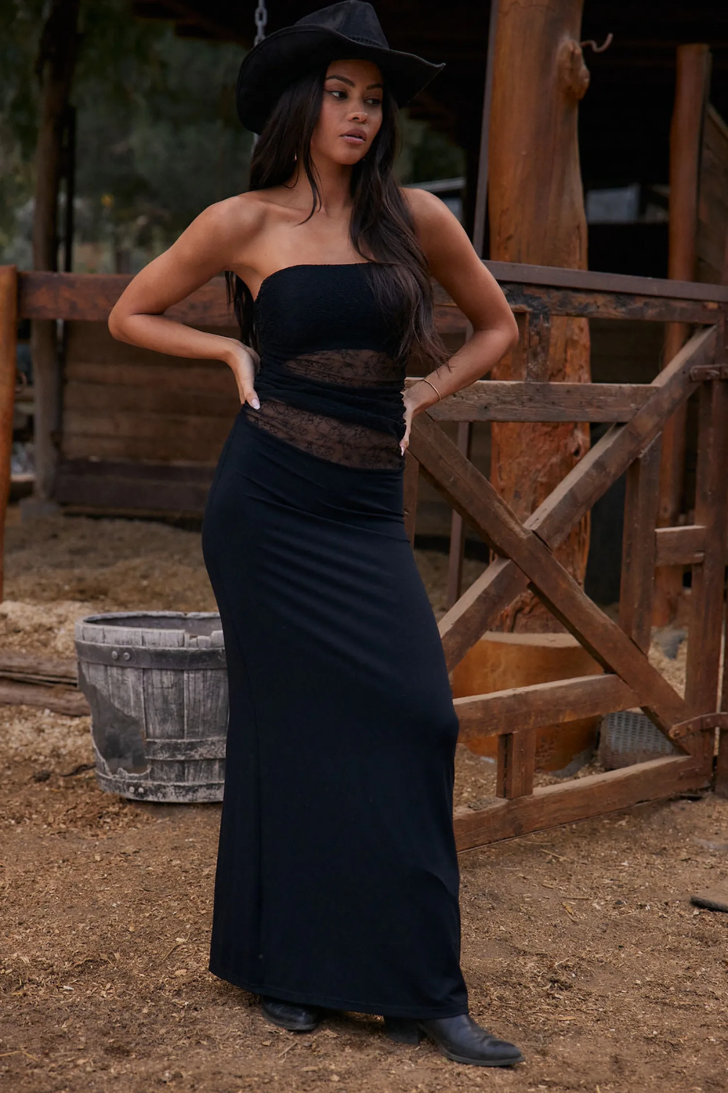 Best Hazel Black Lace Strapless Maxi Dress Maxi Dresses