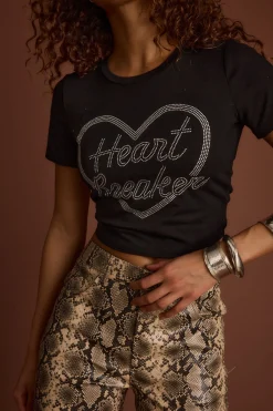 Hot Heartbreaker Black Rhinestone Graphic Tee Going Out Tops|Tees + Tanks