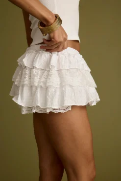Sale Heartstrings White Ruffle Bloomer Going Out Bottoms|Shorts