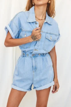 Clearance Hendrix Short Denim Romper Festival Bottoms|Festival Bottoms