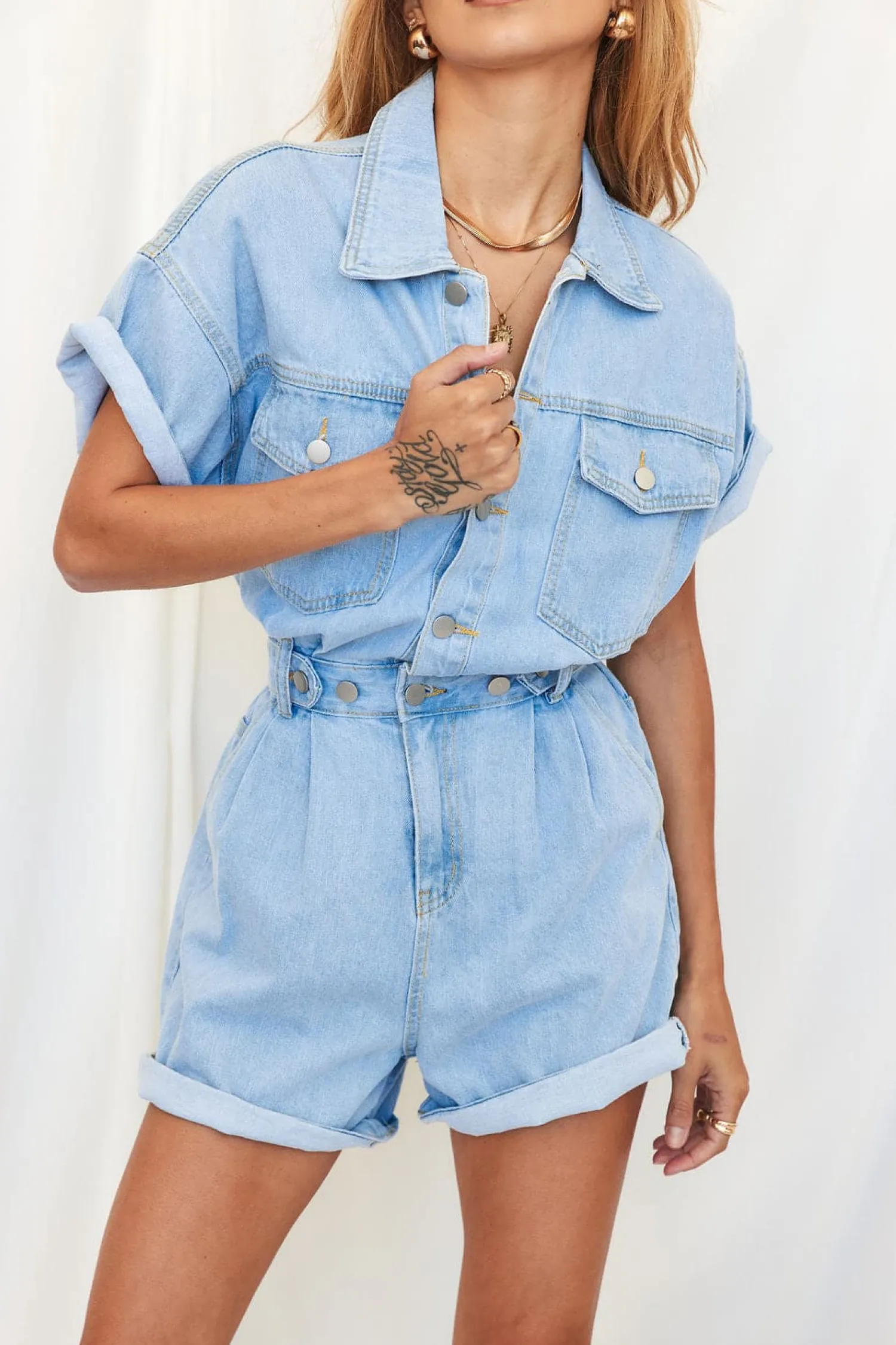 Clearance Hendrix Short Denim Romper Festival Bottoms|Festival Bottoms