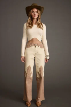 New High Noon Two Tone Western Pants Denim|Pants