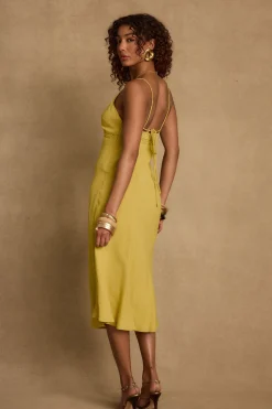 Sale Isabella Chartreuse Midi Dress Date Night Dresses|Party Dresses