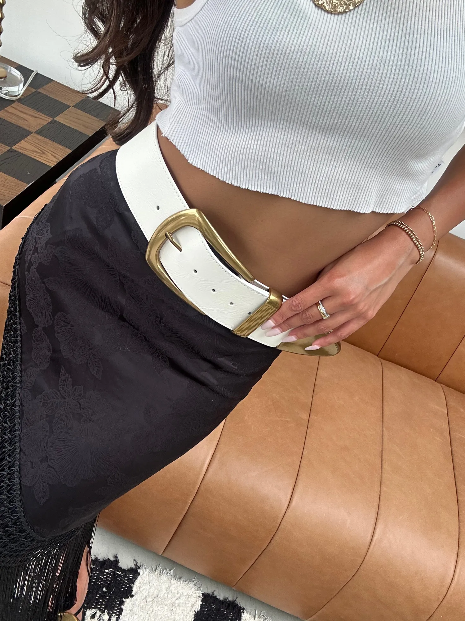 Best Jasper White And Gold Statement Belt Belts