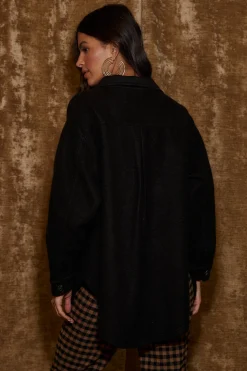 Online Jayne Black Cozy Button Up Shirt Outerwear|Jackets