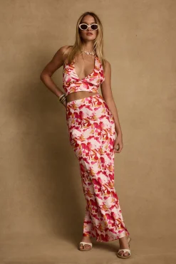 Discount Joelle Pink Floral Maxi Skirt Skirts|Sets