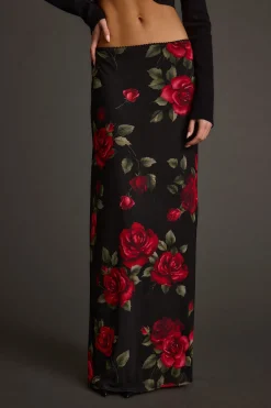 Clearance Julia Red Rose Mesh Maxi Skirt Date Night Bottoms|Skirts