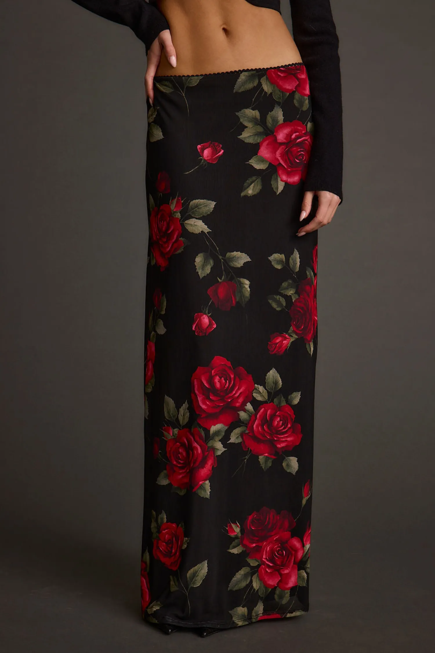 Clearance Julia Red Rose Mesh Maxi Skirt Date Night Bottoms|Skirts