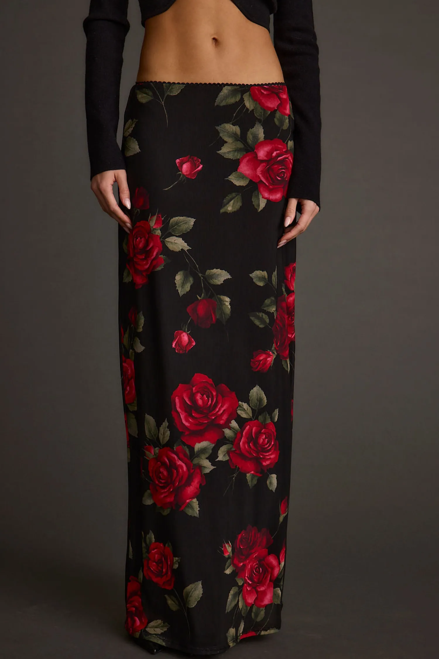 Clearance Julia Red Rose Mesh Maxi Skirt Date Night Bottoms|Skirts
