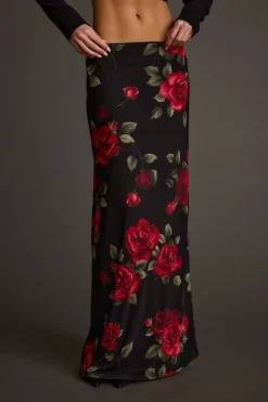 Clearance Julia Red Rose Mesh Maxi Skirt Date Night Bottoms|Skirts