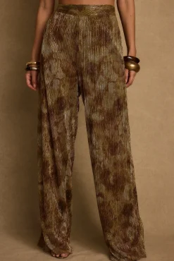 Hot Kaia Moss Metallic Floral Pants Date Night Bottoms|Pants