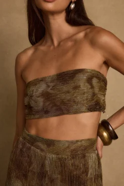 Best Kaia Moss Metallic Floral Strapless Top Date Night Tops|Sets