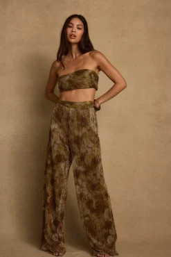 Best Kaia Moss Metallic Floral Strapless Top Date Night Tops|Sets