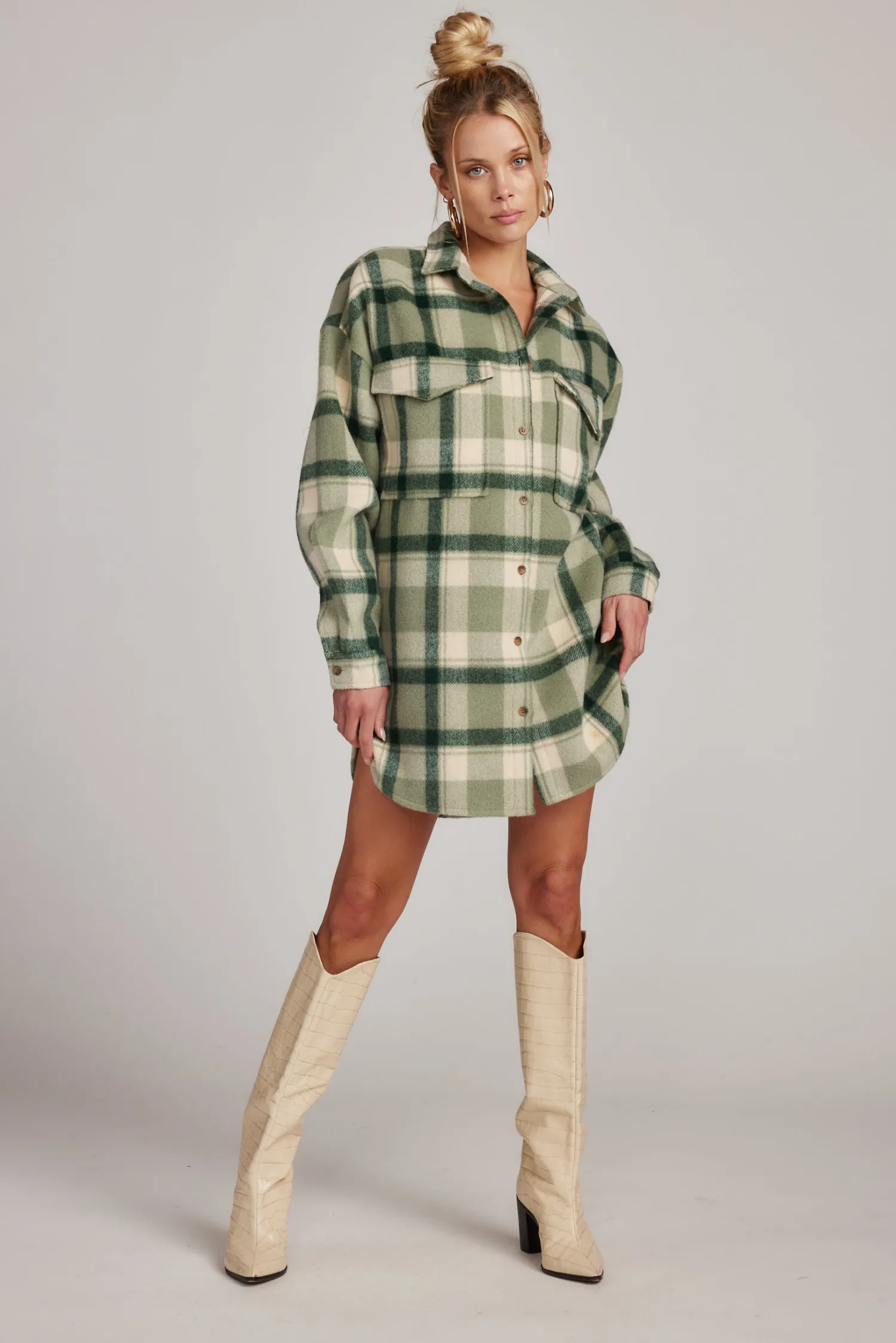 Hot Kellan Emerald Plaid Mini Dress Day Dresses|Mini Dresses