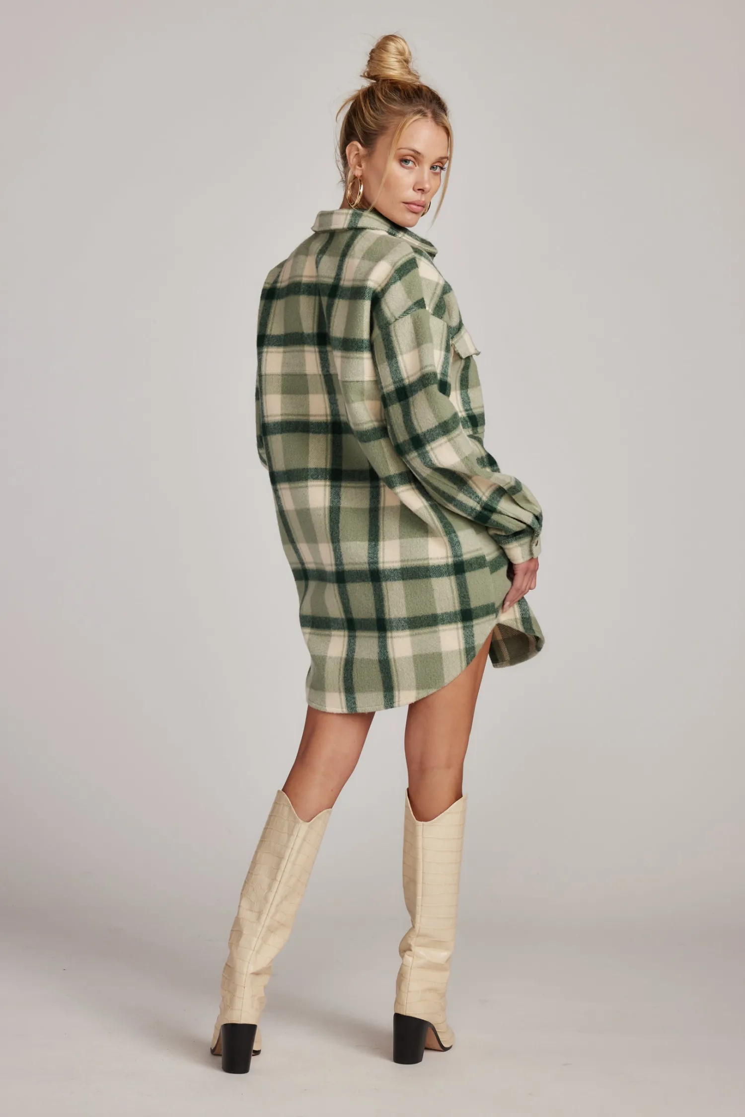 Hot Kellan Emerald Plaid Mini Dress Day Dresses|Mini Dresses