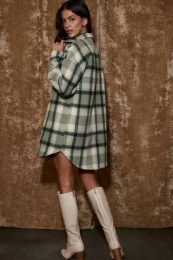 Hot Kellan Emerald Plaid Mini Dress Day Dresses|Mini Dresses