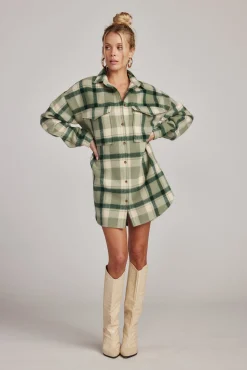 Hot Kellan Emerald Plaid Mini Dress Day Dresses|Mini Dresses