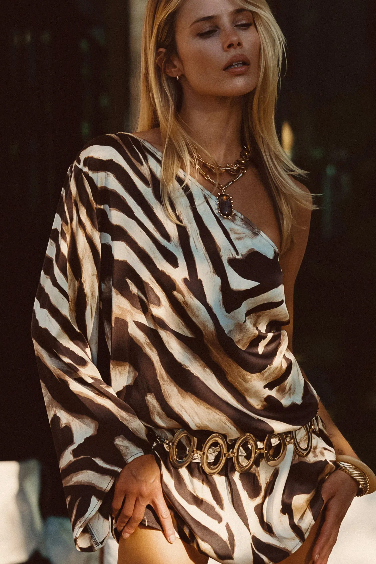 Clearance Kiki Zebra One Shoulder Micro Mini Dress Date Night Dresses|Vacation Dresses