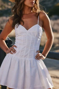 Clearance Lana White Drop Waist Mini Dress Western Bachelorette|Honeymoon