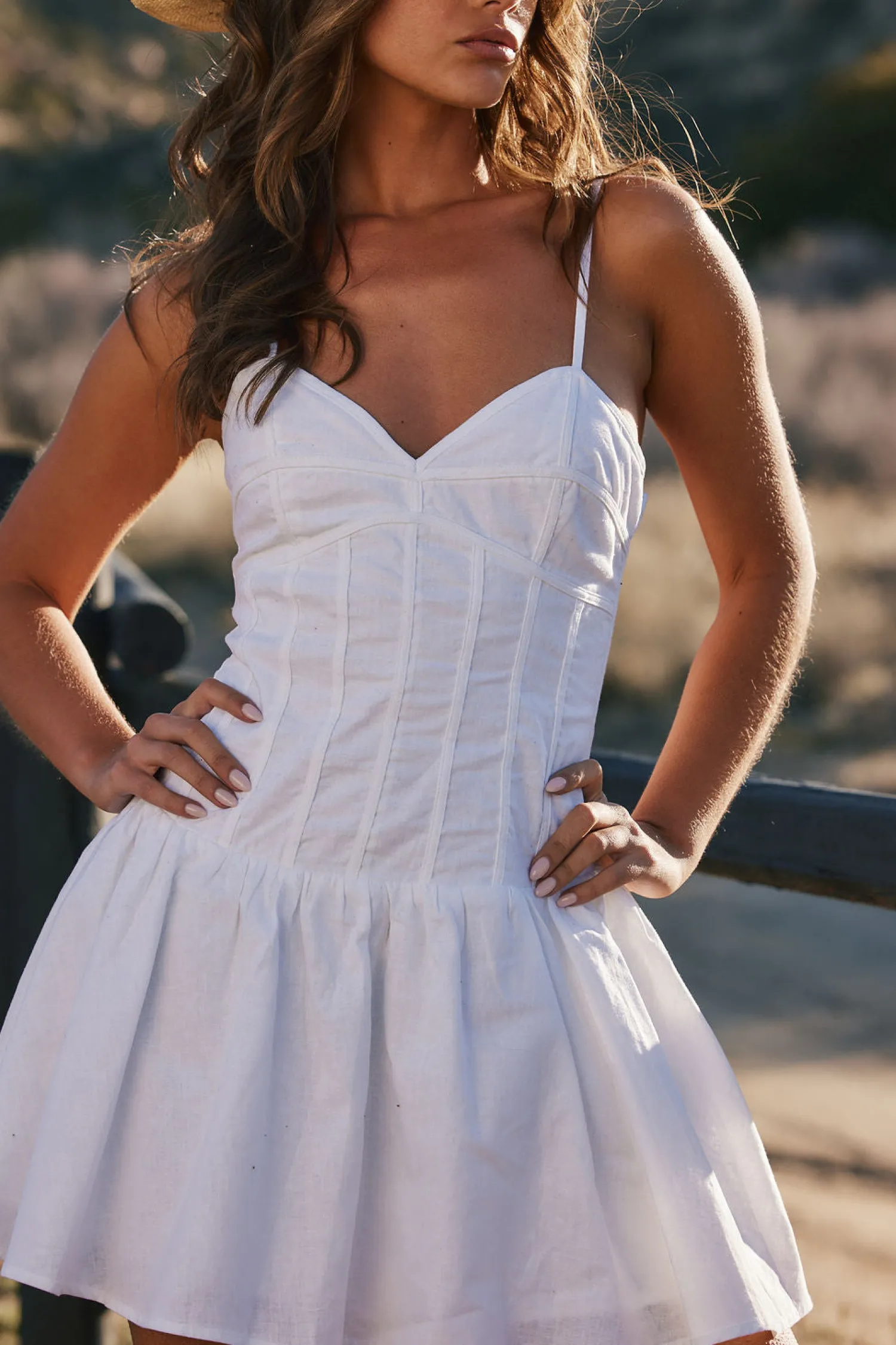 Clearance Lana White Drop Waist Mini Dress Western Bachelorette|Honeymoon