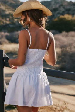 Clearance Lana White Drop Waist Mini Dress Western Bachelorette|Honeymoon