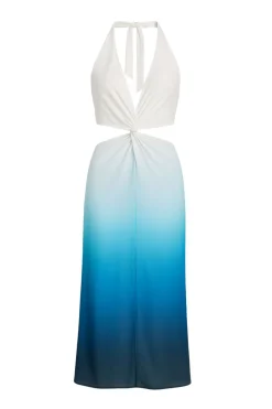 Hot Lapis Blue Ombre Halter Maxi Dress Seashells + Wedding Bells|Honeymoon