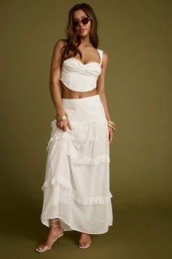 Fashion Liana White Low Rise Maxi Skirt Date Night Bottoms|Bridal Bottoms
