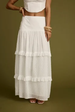 Fashion Liana White Low Rise Maxi Skirt Date Night Bottoms|Bridal Bottoms