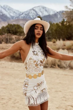 Discount Like Gold Dust White Sequin Fringe Dress The White Edit|Western Bachelorette