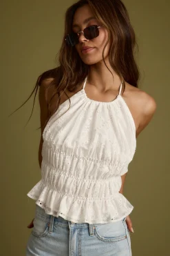 Hot Lily White Halter Top Date Night Tops|Tees + Tanks