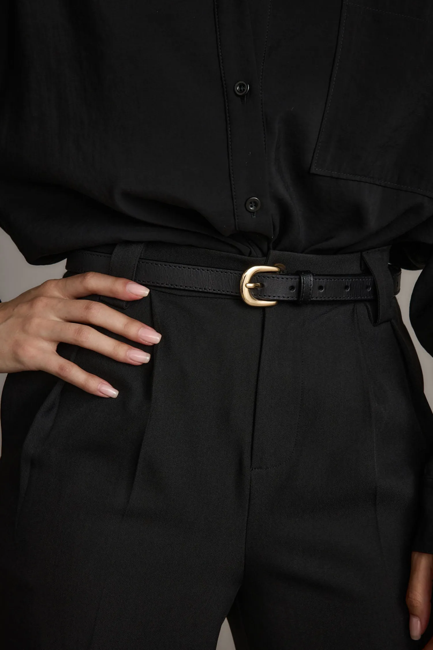 Fashion Liya Gold Genuine Leather Skinny Belt Belts