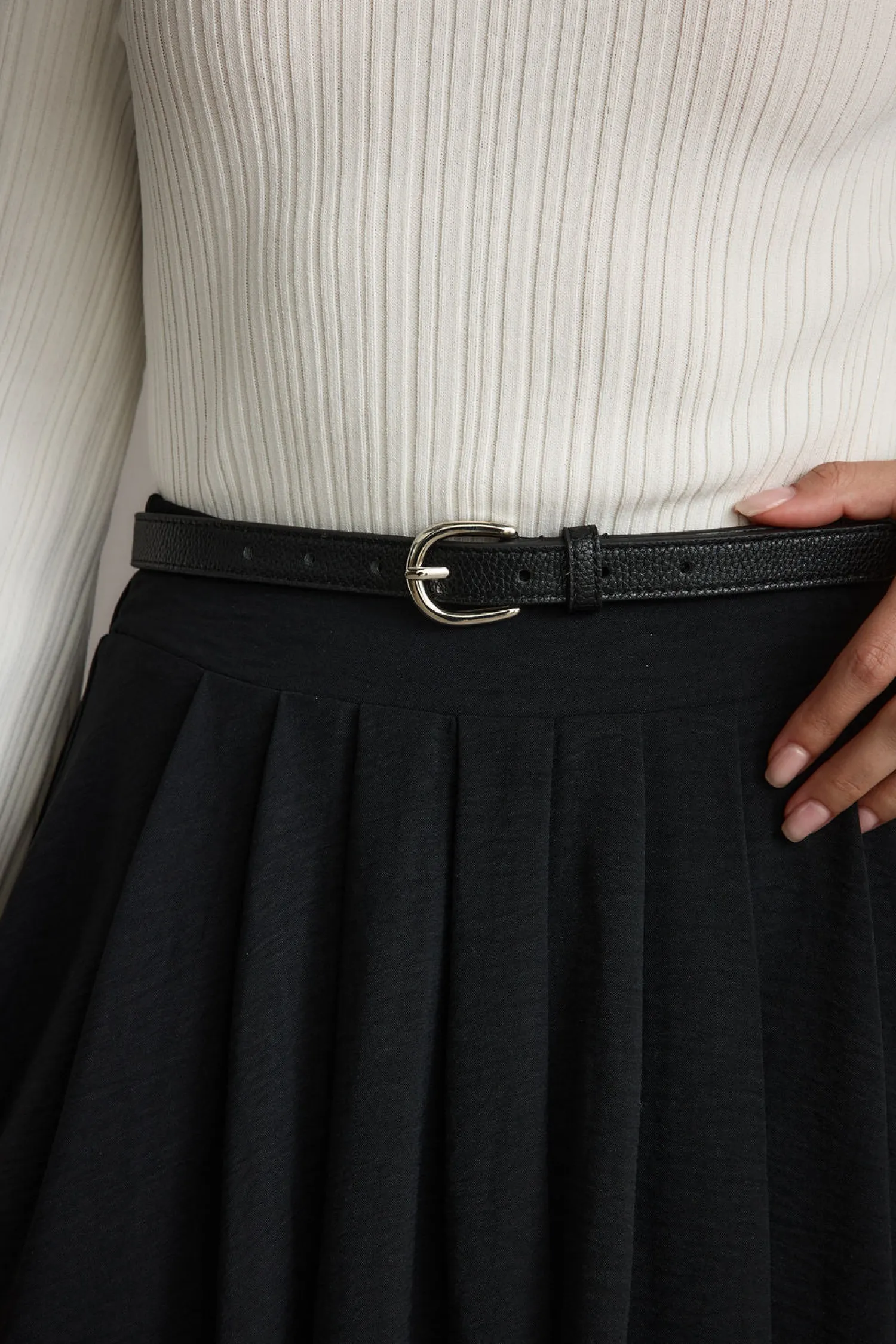 Outlet Liya Silver Genuine Leather Skinny Belt Belts