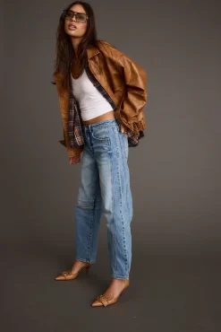 Best London Calling Cognac Oversized Faux Leather Jacket Outerwear|Jackets
