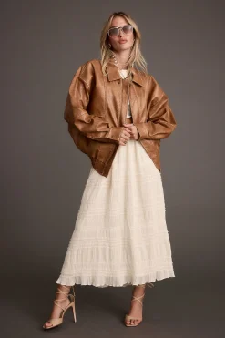 Best London Calling Cognac Oversized Faux Leather Jacket Outerwear|Jackets