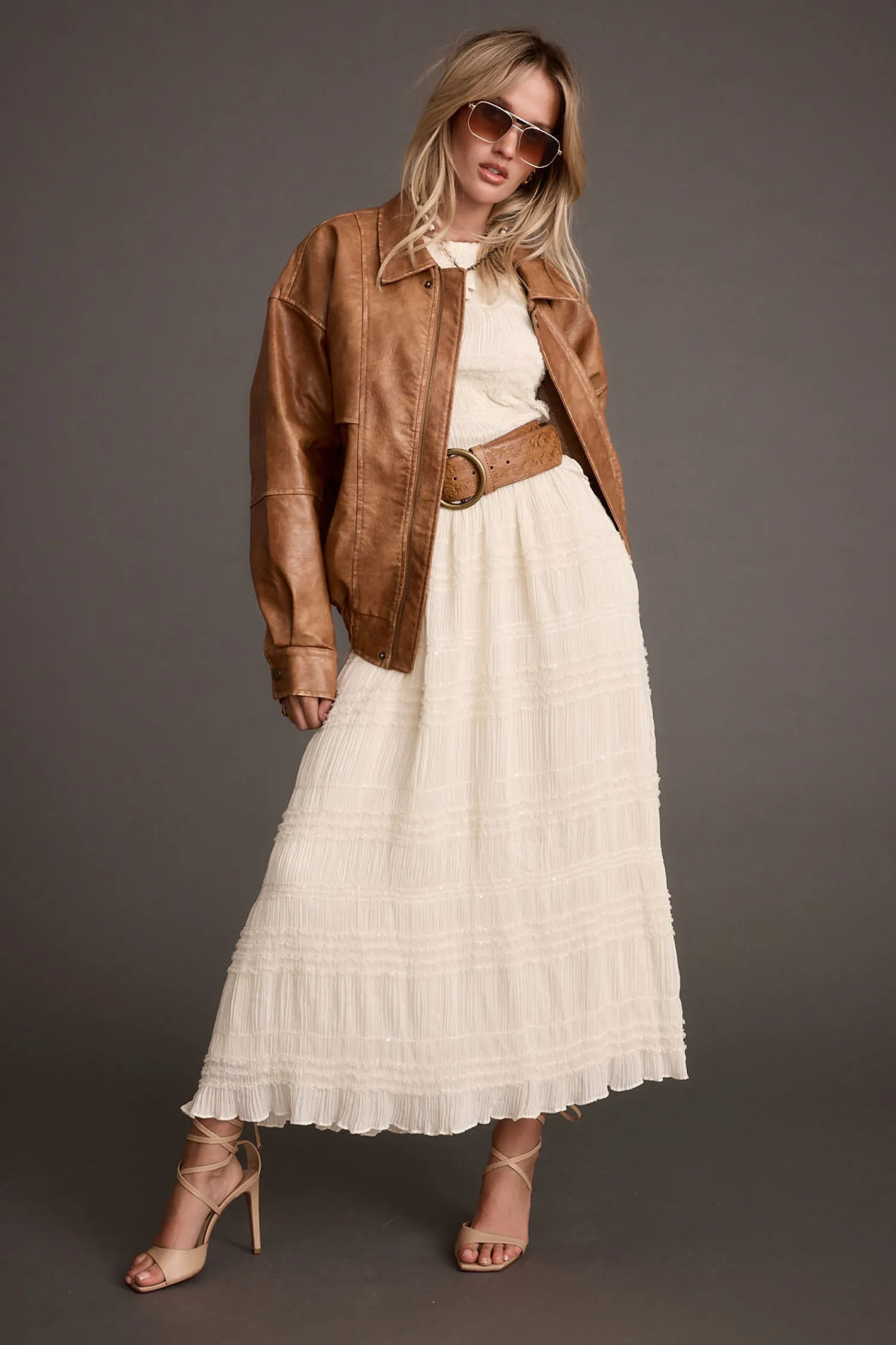 Best London Calling Cognac Oversized Faux Leather Jacket Outerwear|Jackets