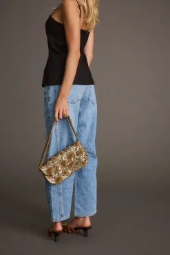 New Lucy Brown Beaded Spotted Print Bag Handbags