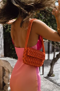Fashion Lucy Mini Orange Beaded Shoulder Bag Handbags